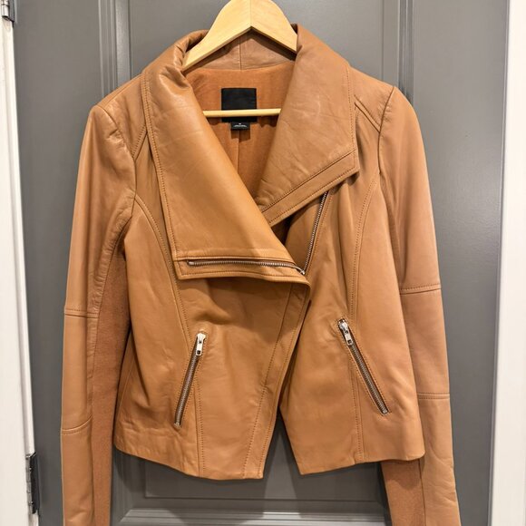 Trouve Brown Leather Moto Jacket - M - Like New - Picture 1 of 6